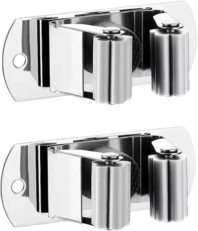 Broom Holder 6pcs Wall Mounted Mop Broom Holder Heavy Duty Tool Handle Storage Stainless Steel Hanger Organizer For Bathroom(Black)