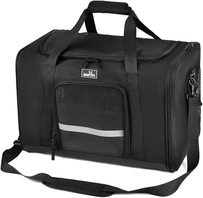 Wakytu Dog Carriers for Small Dogs, Cat Carrier Travel, Expandable, Collapsible, 900D High Density Oxford Cloth, Wear-Resisting, Anti Tearing, Reflective Tape,Safety Lock Zipper | Collapsible, 900D High Density Oxford Cloth, Wear-Resisting, Anti Tearin...