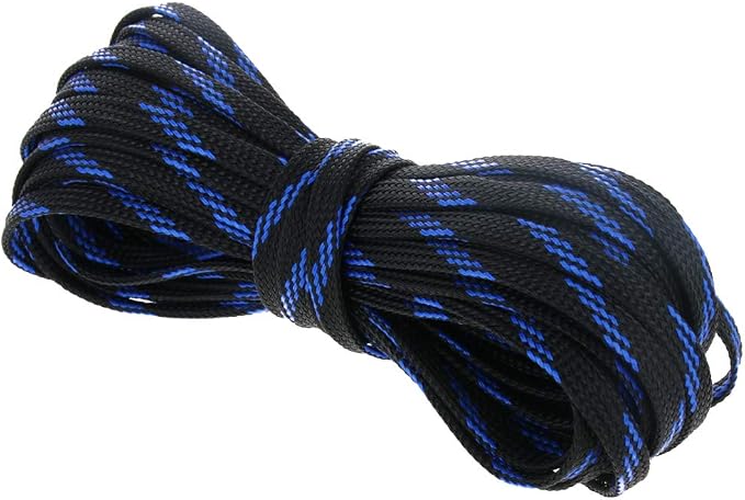 Heyiarbeit 10m/32.8ft PET Expandable Braid Cable Sleeving Flexible Wire Mesh Sleeve Dark Blue 6mm
