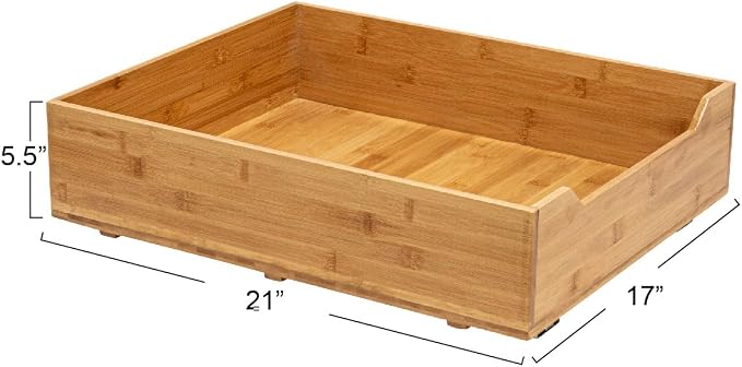 Household Essentials Glidez Bamboo and Steel Pull-Out/Slide-Out Storage Organizer for Under Cabinet Use - 1-Tier Design - Fits Standard Size Cabinet or Shelf, Natural