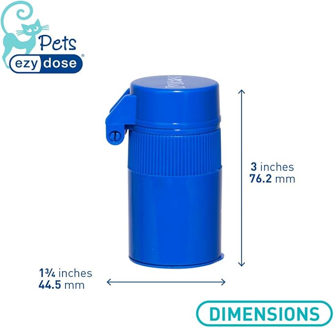 Ezy Dose Pet Pill Crusher & Cutter for Cats, Easy Use, Blue, BPA Free | Dual-Function Tool Splits & Crushes Tablets For Pets, Helps Simplify Dosing, Compact Design for Daily Use & Treat Mixing