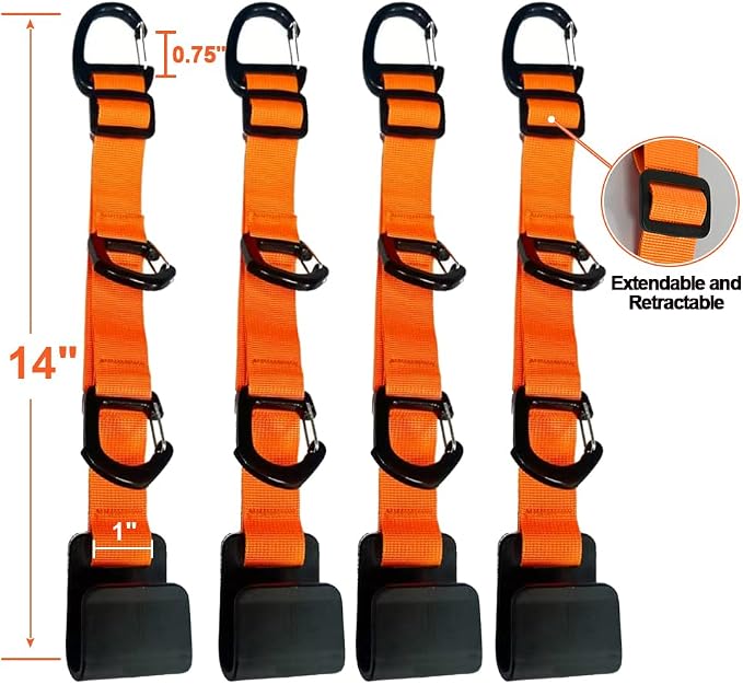 Car Headrest Hooks, Backseat Storage Organizer Hangers, Universal Vehicle Seat Back Hooks, 4 Pack (Orange)