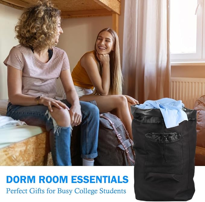 Tenn Well Laundry Bag Backpack, Heavy Duty Large Laundry Bag with Straps & Mesh Pocket, Clothes Hamper Bag for College Dorm, Laundromat, Apartment