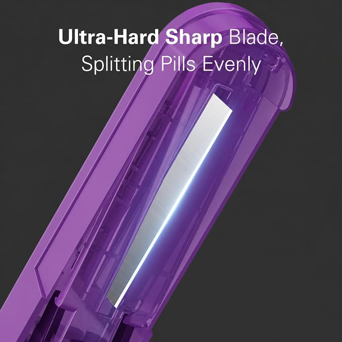ONE PIX Pill Cutter Splitter for Small and Tiny Pills, Multiple Pill Splitter with Centering Device & Hidden Blade, Adjustable Tablet Cutter for Large Pills, Seniors, Pets, Purple