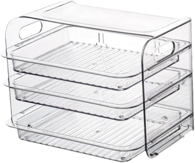 Side Dish Rack Multi Layer Food Prep Tray Vegetable Storage Plate with Pull Out Shelves and Portable Handle in PET Material Suitable for Home Events P, White 3 Layer