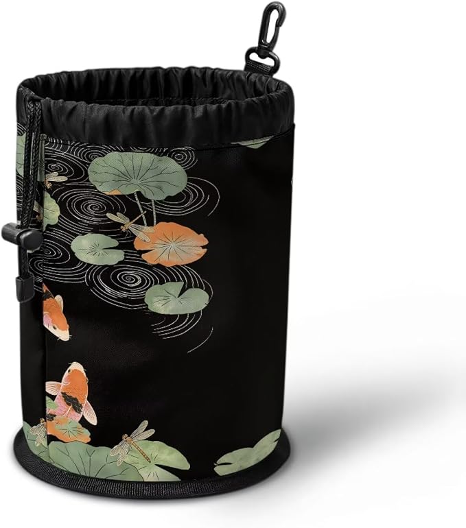 Clothespin Holder with Drawstring, Lotus Leaf Dragonfly Portable Laundry Peg Bag Organizer, Storage Pouch for Clips, Ideal for Drying Rack, Camping Trips, Dorm Room