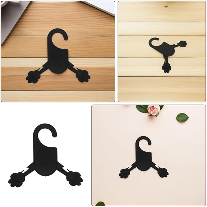 30pcs Pet Clothing Hanger Plastic Black Small Rack for Cat and Puppy | Anti-skid Design, Wear-resistant Build, Spacesaving Organizer for Pet Outfits, Modern Minimalist Style
