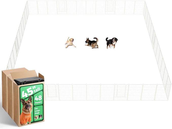 FXW Rollick Dog Playpen, Indoor, Yard & RV Camping, 45" H, 48 Panels | Easy setup, Heavy-duty, DIY layouts, for Large Dogs, Patented