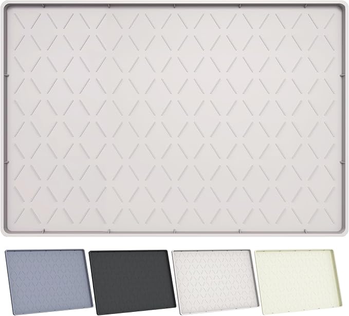 Extra Thick Under Sink Mat Waterproof with Raised Edge 34" x 22" | Silicone Multipurpose Mat for Kitchen, Bathroom, Pet Feeding, Shelf Protection & Organization, Boot & Plant Tray