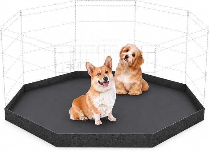 Artmalle Dog Playpen Bottom Pad, 8-Panel 24-Inch Octagonal, Washable | Waterproof 600D Oxford octagonal bottom pad for 24-inch dog playpens, helps protect floors and makes everyday cleanup easier.