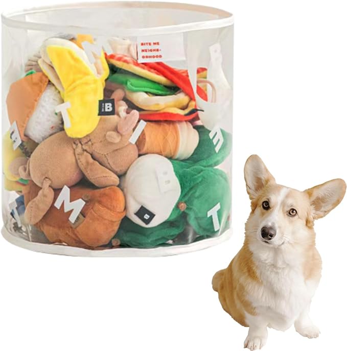 MANON ROSA Dog Toy Storage Basket Bin Round PVC Pet Storage Basket with Handles for Organizing Toys Blankets Leashes for Puppies Cat Kitten Rabbit (Small,White)