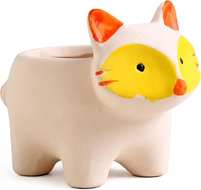 Ceramic Cat Shaped Pen Pencil Holder for Desk Decoration Accessories Cat Decor Makeup Brush Pen Cups Office School Ideal Gifts for Women, Mom or Birthdays