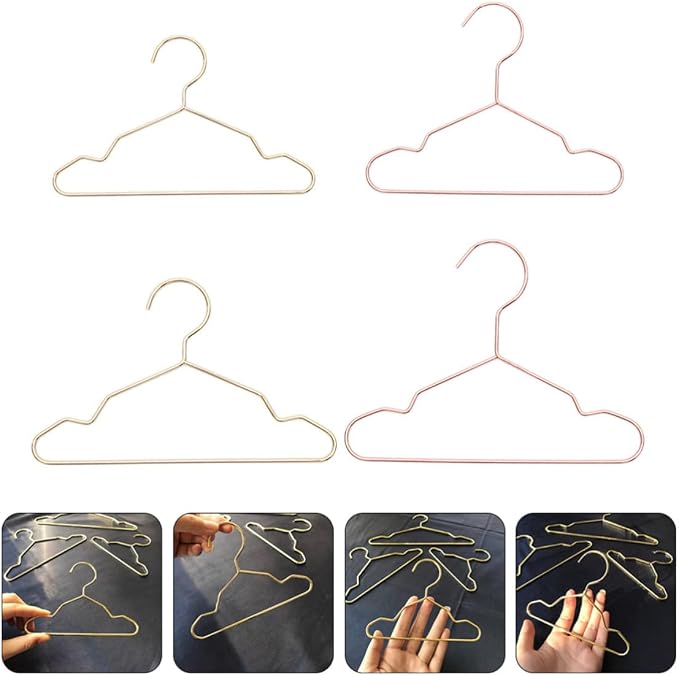 NUOBESTY 4pcs Iron Pet Clothes Hangers Set for Dog and Cat Apparel Lightweight and Sturdy Hanging Rack Organizer for Pet Clothes to Store and Display Random Color