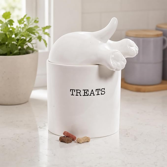 Dog Tail Treat Canister - Ceramic Dog Treat Jar | Store Your Dog Treats