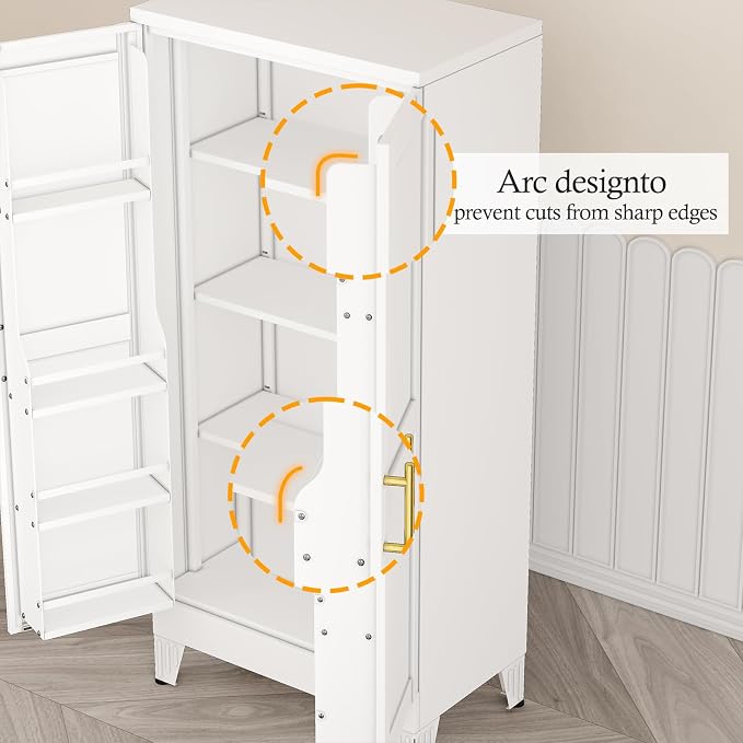 Black Kitchen Pantry Storage Cabinet, 48" Metal Storage Cabinet | Steel Storage with Doors and 3 Adjustable Shelves, Metal Freestanding Buffet Cupboards Sideboard, for Office, Home, School