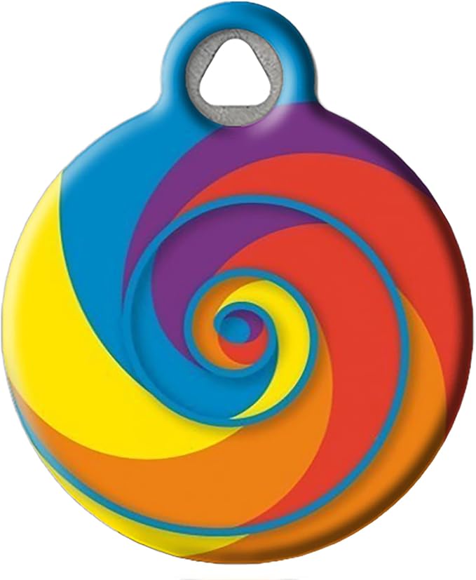 Lollipop Lupine Pattern Personalized Pet ID Tag for Dogs and Cats, Silent Polymer Coated Stainless Steel Nametag with Customized Identification Information, Small .875" Diameter