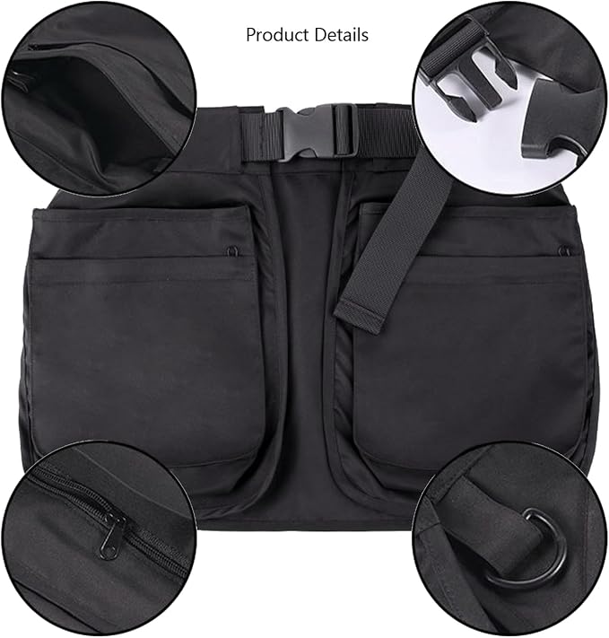 Multi-pocket Waist Belt Tool Apron Bag for Men/Women, Adjustable Belt Apron for Pet Trainer, Garden Tools Organizer, Waiter, Hair Stylist