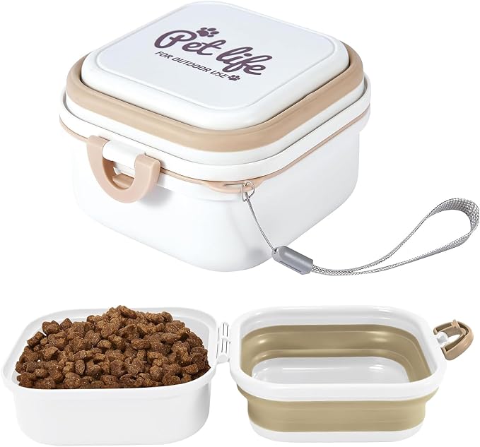 Collapsible Dog Bowls, Travel Food and Water Double Bowl for Cats & Dogs, 2-in-1 Portable BPA-Free Feeding Solution, Perfect for Traveling, Camping & Walking (S/ 60oz)