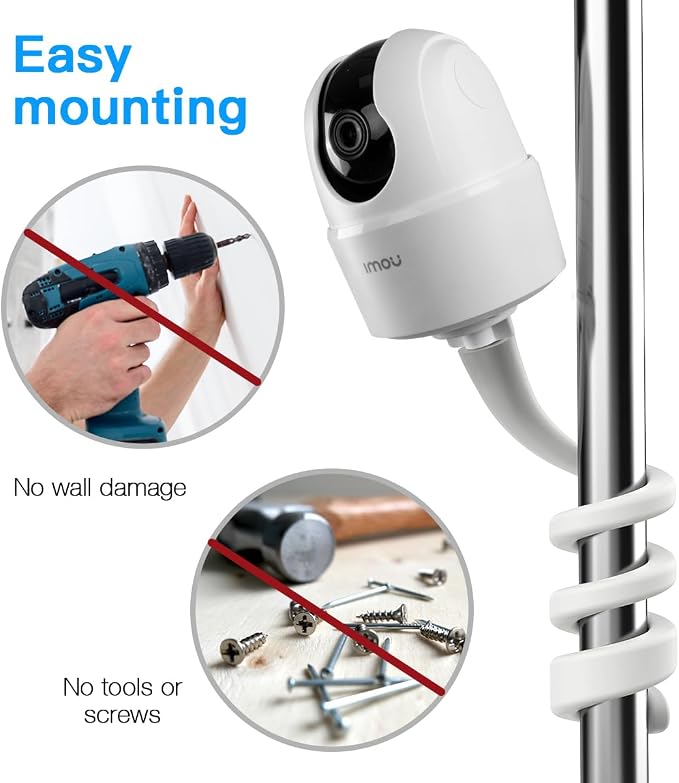 HOLACA Camera Flexible Twist Mount for Imou 2K WiFi Security Camera Indoor Pet Dog Baby Camera and Other Standard 1/4 Threaded Hole Cameras for Crib Nursery Pillars
