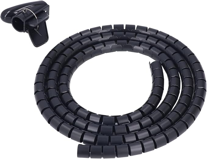 Spiral Cable Wrap Organizer 20mm | Cord Management for Home/Office/Pet Protection | Flexible Wire Tube Cuts to Length | Tidy TV/DVD/PC Cables (2m)