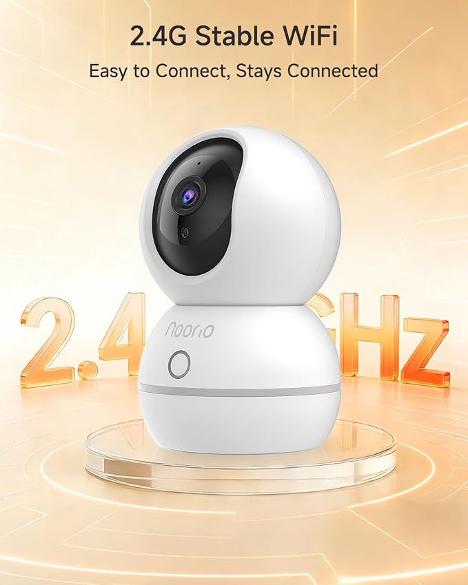 Noorio 4MP/2K Indoor Security Camera, 2.4GHz UHD 360° PTZ Pet/Dog Camera | 4MP/2K UHD Resolution, One-Touch Call, 360° PTZ Coverage, 24/7 Recording, Night Vision, Auto Motion Tracking, 2.4G Only