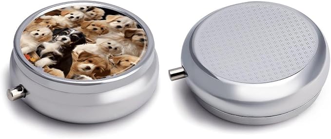 Cute Pet Dogs Pill Case 3 Compartment Travel Pill Box | Portable Pillbox Organizer, Cute Small Medicine Storage Container, Purse Accessories for Women, Men for Vitamin, Cod Liver