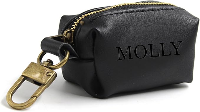 Dog Poop Bag Holder For Leash,Custom Leather Dog Poop Bag Holder,Outdoor Dog Poop Bag Dispenser,Garbage Bag Organizer For Easy Access,Pet Waste Bag Dispenser (Black)