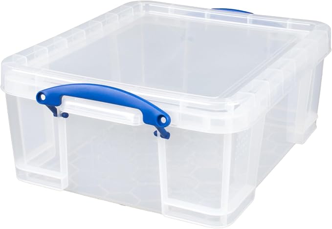 Really Useful Box 2 Pack 17L Plastic Storage Bins with Snap Lids and Clip Lock, Clear
