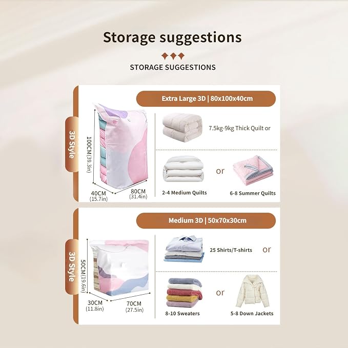Freestanding 3D Vacuum Storage Bags for Home Travel Moving, C | Seasonal Bedding Upright Compression Organizers for Closet Dorm Moving Travel, Home Travel Storage