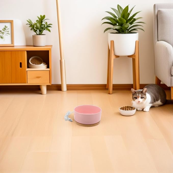 Heated Pet Bowl Constant Temperature Ceramic Round Feeder