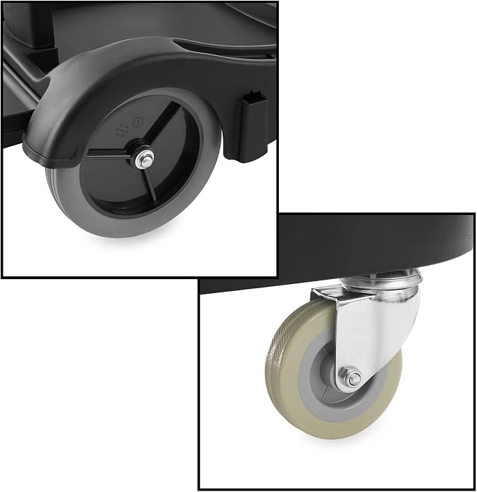 Commercial Janitorial Cleaning Cart on Wheels - Black Housekeeping Caddy with Cover, Shelves and Vinyl Bag