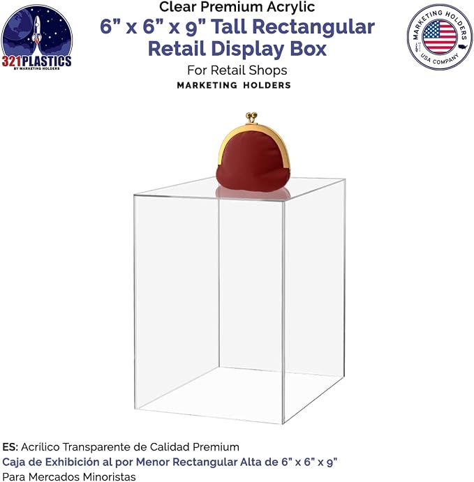 Acrylic Display Case for Collectibles 6" x 6" x 9" No Assembly Box for Figures Dolls Toys Memorabilia Dust Cover No Base 1 Side Open by Marketing Holders