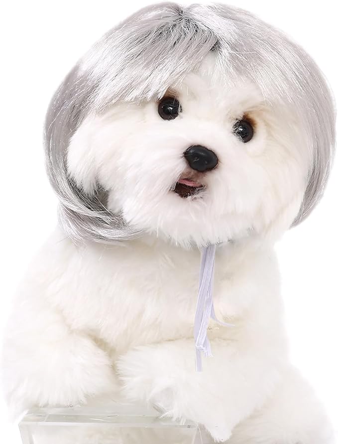 Pet Wig Headband with Elastic Bands, 7 Inch Adjustable for Halloween, Chris | Elastic tail strap horse blanket leg strap replacement with double head clip