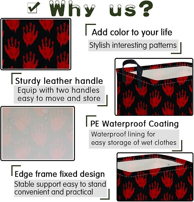 Halloween Ghost thriller basket,Empty Halloween basket,Horror and thriller decor,Trick or Treat Box for Boys and Girls,Horror decor(Handprint)