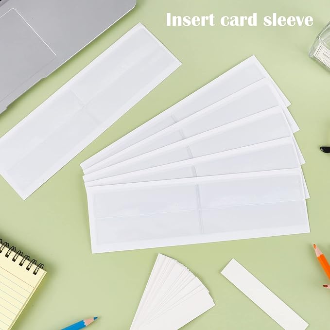 60 Pack 1.2" x 4.3" Self Adhesive Label Holders with 60Pcs Paper Label Inserts, Shelf Tag Label Holder Clear Pockets for Bookshelf Mailbox Shelves Storage Bins | PVC clear pockets, removable adhesive, fits shelves bins mailboxes, protects labels from d...
