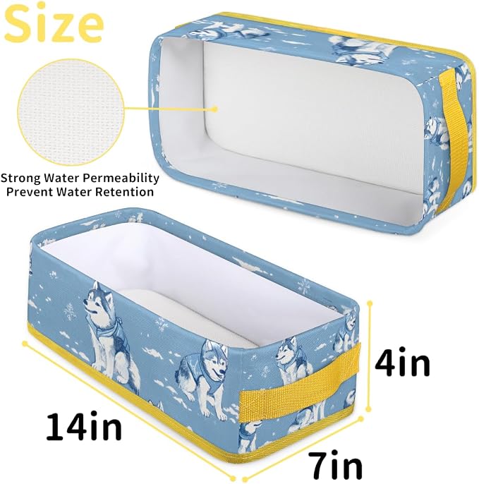 Wolf Winter Blue Cold Bathroom Storage Basket, Foldable with Handle Open Countertop Paper Towel Decorative Box, Toilet Tank Top Shelf Baskets for Home Closet Bedroom Living Room Office