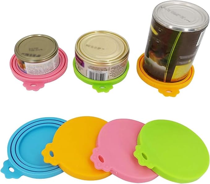 Food Can Covers | 6 Pack Silicone Tin Lids for Dog and Cat Food | Universal BPA Free | One Can Cap Fit Most Standard Size Canned Dog Cat Tin
