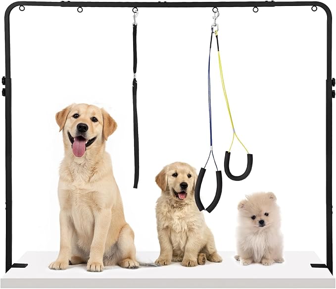 Adjustable Pet Grooming Arm with Clamp for Small & Medium Large Dogs,58" | Dog Grooming Arm,Grooming Loop & No Sit Haunch Holder Dog Grooming Station with Clamp for Home Use,Nail Trimming & Drying