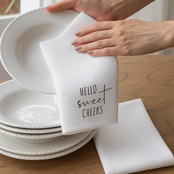 Funny Hand Towels Bathroom Decor Gifts for Women Men Mom Wife Daughter Couples Newlywed,Hello Sweet Cheeks Cute Kitchen Towel Dish Towel,Decorative Hand Towels Gifts for Birthday