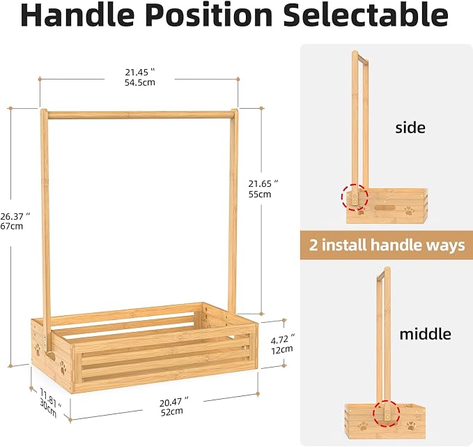 BAMBOOHOMIE Baby Clothing Rack for Toddler, Pets Clothes Rack with Storage Box & Adjustable Hanging Rod for Dogs/Cats, Baby Shower Clothes Closet Rack with Handle for Nursery Room (Natural, Baby)