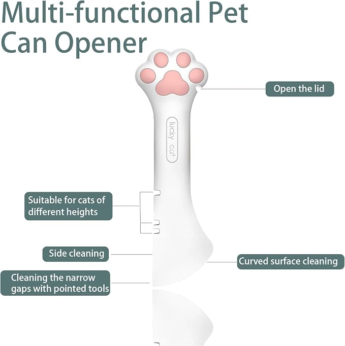 4pcs Pet Food Can Supplies Set Silicone Cat Food Can Lids Spoons | Multi-Function Cat Food Spoon and Opener Cute Paw Shape Opener Spatula Wet Food Spoon