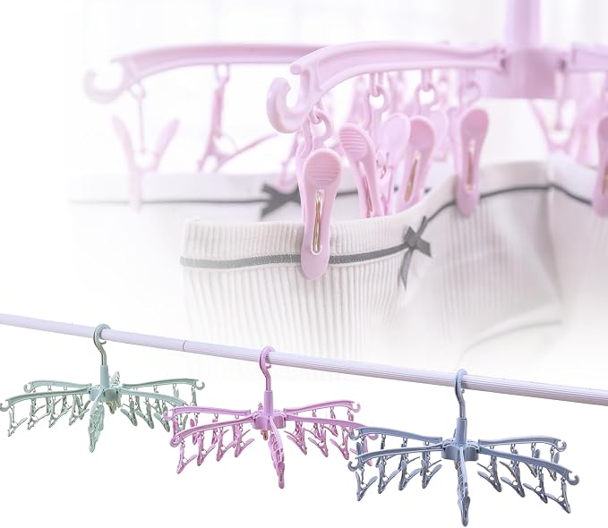 Foldable Drying Rack with 24 Clips for Drying Socks Lingerie Baby Clothes Drying Towels Rotatable Sock Drying Rack | for Drying Socks Lingerie Baby Clothes Drying Towels Rotatable Sock Drying Rack with 24 Pegs Clips