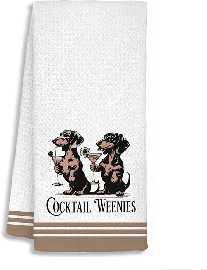 Dachshund Cocktail Bar Kitchen Towels, Dog Mom Gifts for Women, Dachshund Cocktail Gifts for Women Dish Tea Towels, Weiner Dog Gift Decorative Hand Towels for Kitchen Decor