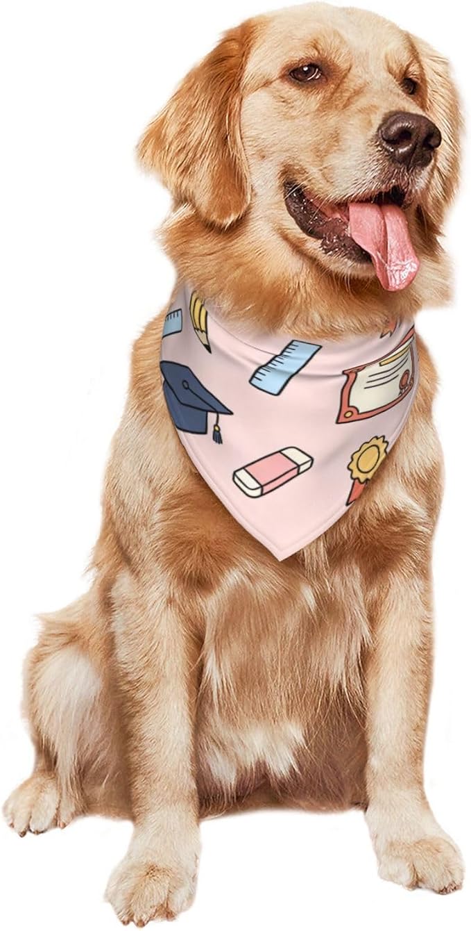 Teacher's Pet Dog Bandana,Funny Bandana Gift,Photo Prop Accessories for Dog Lovers Owner Gift,Triangle Reversible Fall Scarf, Adjustable (Light Pink)