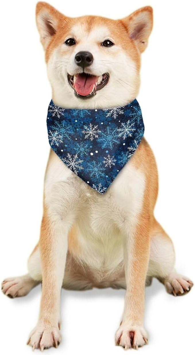 Howilath Christmas Snowflake Dog Scarf Dog Birthday Bandana Bib Triangle Birthday Party Supplies Decorations Accessories Puppy Scarf