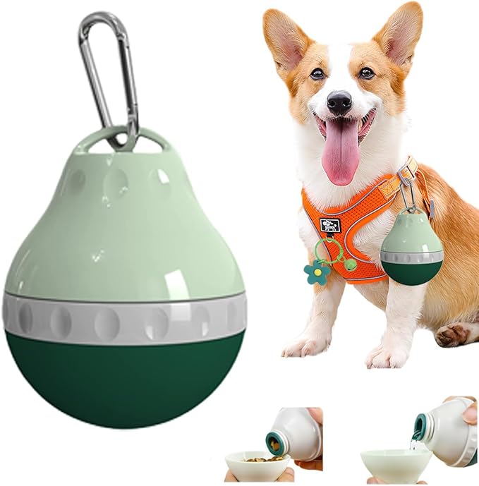 Dog Travel Water Bottle Detachable Bowl Leak Proof Portable ，Silicone Bottle Body，Collapsible and Suitable for Small Pets for Outdoor Walking, Hiking, Travel (Green2, 200ml2)