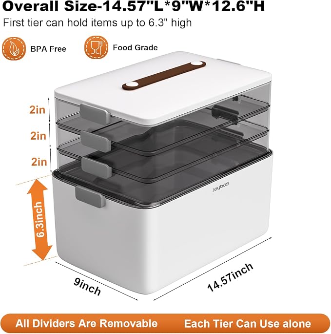 funest 4- Tier Medicine Storage Box Organizer Portable First Aid kit Box Sewing, Art, Craft with Handle, Multipurpose Medical Supply Organizer with Removable Tray