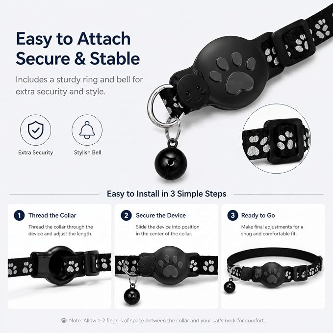 Pet Tracker,GPS Tracker for cat,Smart tag,Waterproof Compatible with Find My,No Monthly Fee,Advanced Tracking Solution Smart Collar for Pet Safety Ideal Small Large Cats(iOS Only)