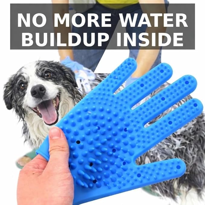Pet Grooming Gloves – Soft Silicone Bath & Grooming Mitts for All Pets | Gentle Deshedding, Fur Removal, Washing & Massage Brush (Blue)