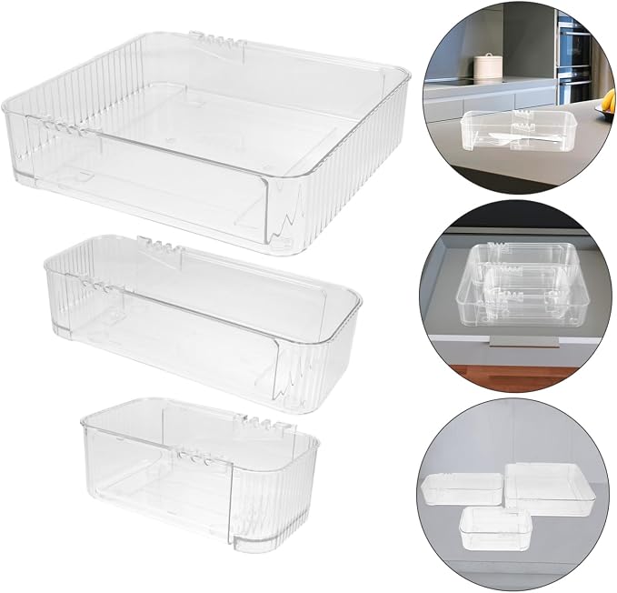 Alipis 3pcs Expandable Drawer Organizer Clear Storage Tray Dividers for Kitchen and Office Use Pet Material for Easy Organization
